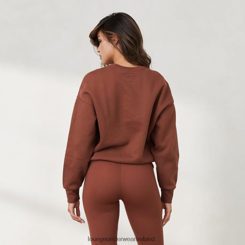 Lounge Apparel Women 365 Oversized Crew Neck Jumper F2H42Z872 Chocolate