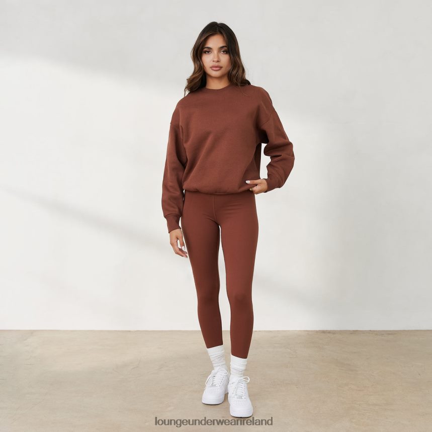 Lounge Apparel Women 365 Oversized Crew Neck Jumper F2H42Z872 Chocolate