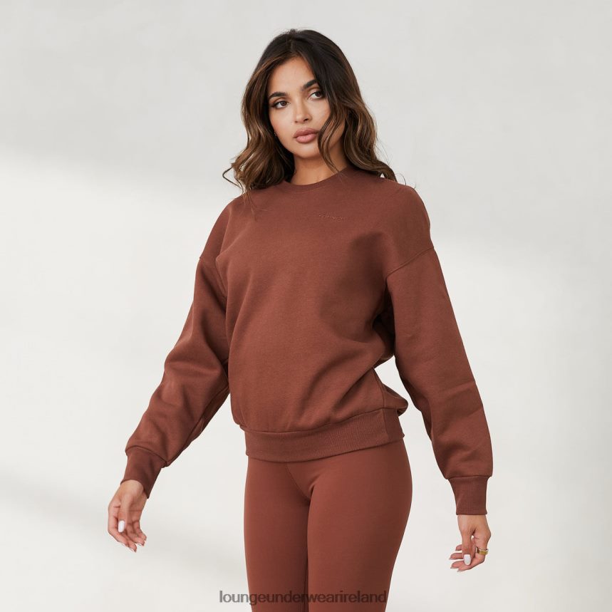 Lounge Apparel Women 365 Oversized Crew Neck Jumper F2H42Z872 Chocolate