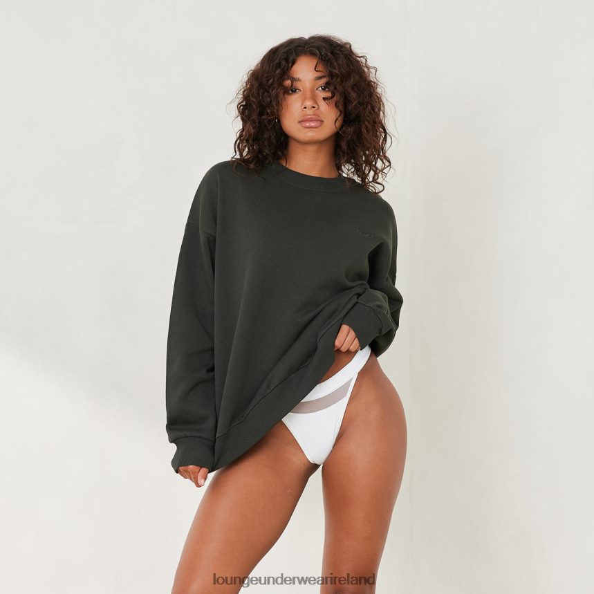 Lounge Apparel Women Essential Crew Neck Sweater F2H42Z880 Pine Green