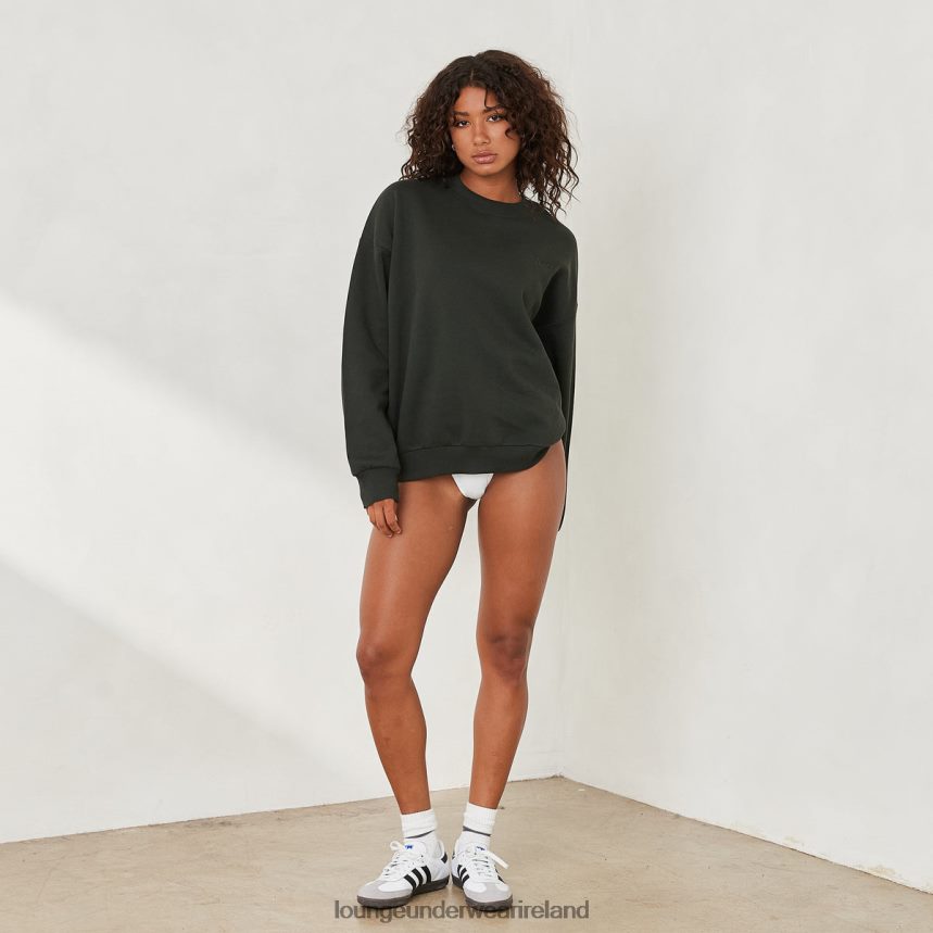 Lounge Apparel Women Essential Crew Neck Sweater F2H42Z880 Pine Green