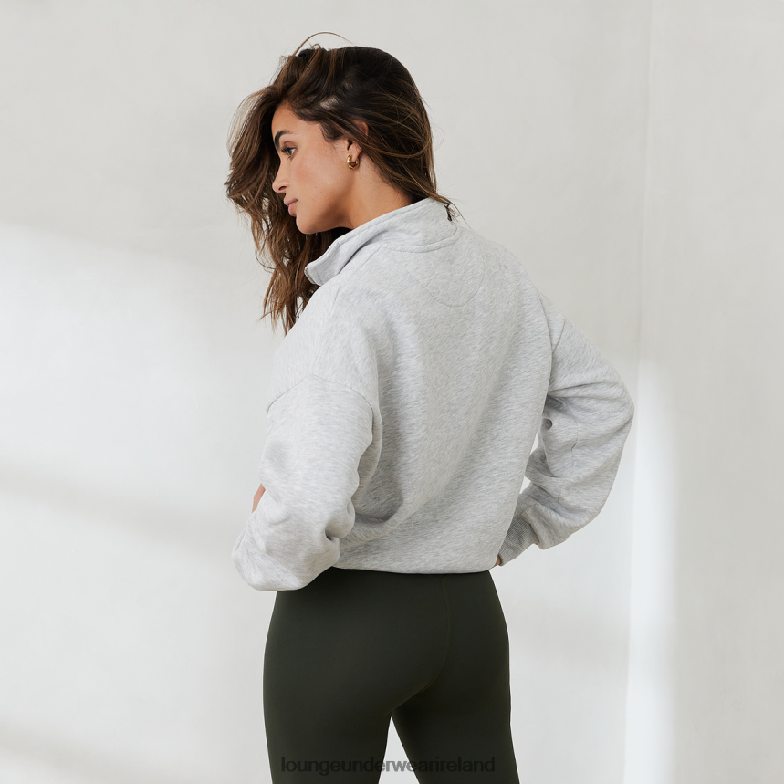 Lounge Apparel Women Essential Oversized Quarter Zip Jumper F2H42Z887 Frost Melange