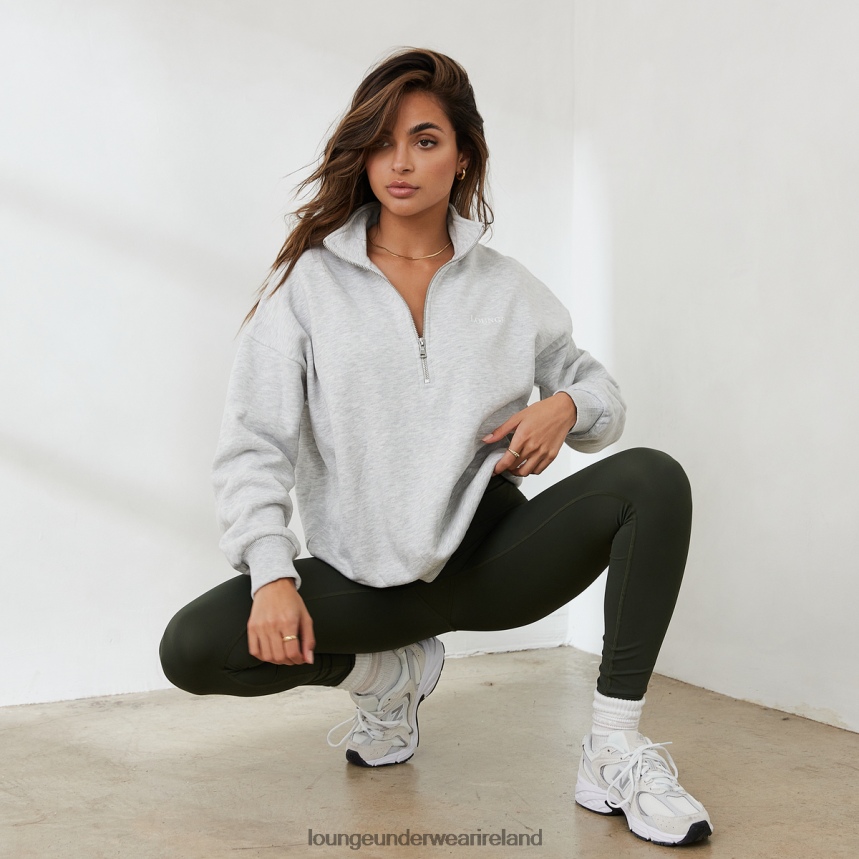 Lounge Apparel Women Essential Oversized Quarter Zip Jumper F2H42Z887 Frost Melange