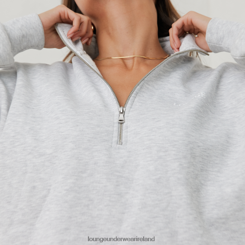 Lounge Apparel Women Essential Oversized Quarter Zip Jumper F2H42Z887 Frost Melange