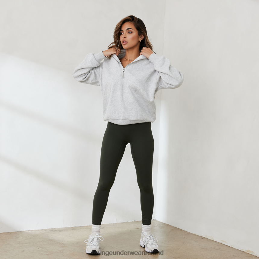 Lounge Apparel Women Essential Oversized Quarter Zip Jumper F2H42Z887 Frost Melange