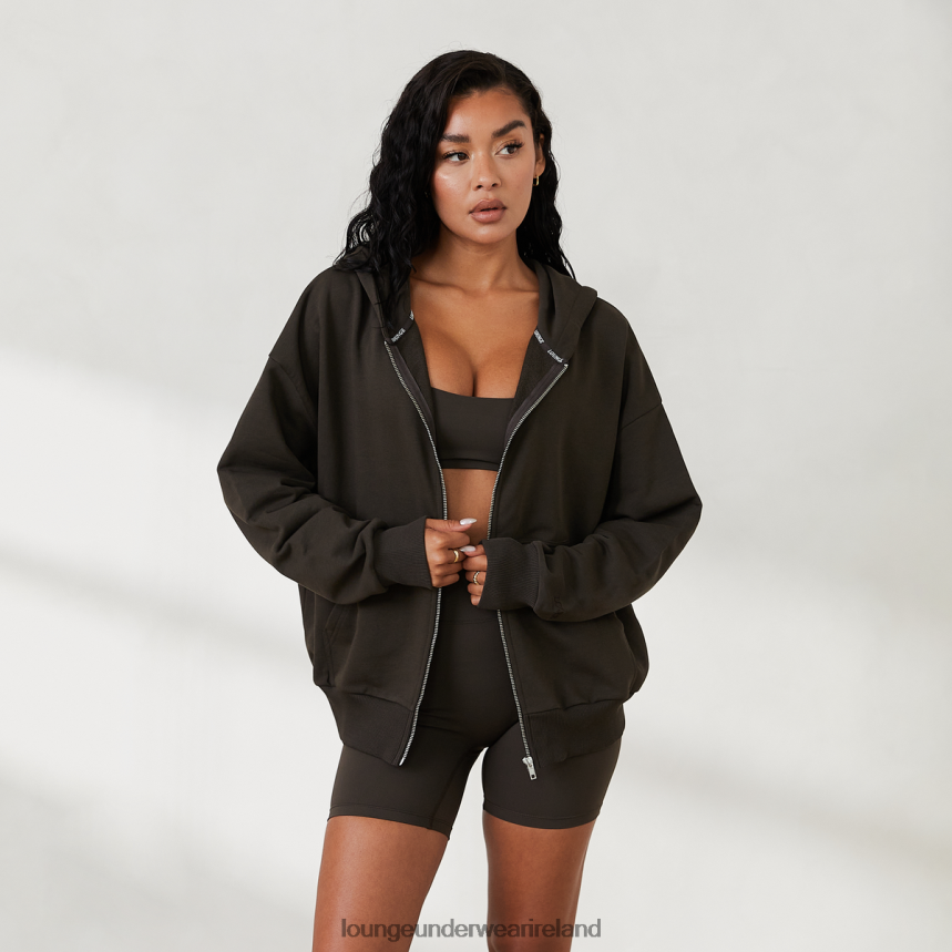 Lounge Apparel Women Oversized Zip up Hoodie X Jess Hunt F2H42Z805 Washed Black