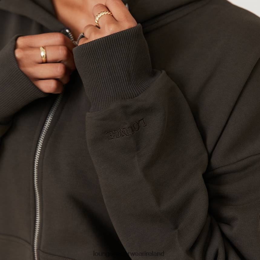 Lounge Apparel Women Oversized Zip up Hoodie X Jess Hunt F2H42Z805 Washed Black