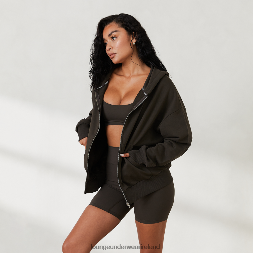 Lounge Apparel Women Oversized Zip up Hoodie X Jess Hunt F2H42Z805 Washed Black