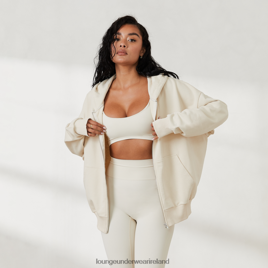 Lounge Apparel Women Oversized Zip up Hoodie X Jess Hunt F2H42Z807 Bone