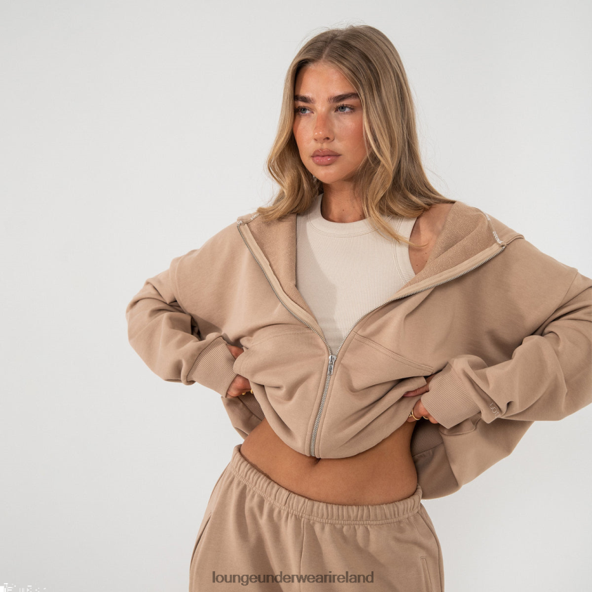 Lounge Apparel Women Oversized Zip up Hoodie X Jess Hunt F2H42Z811 Caramel