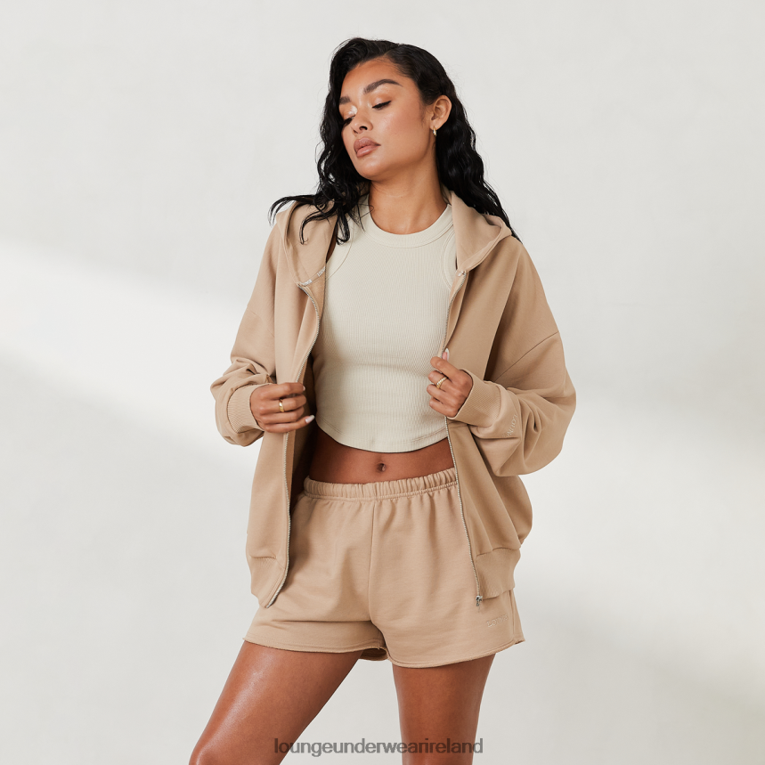 Lounge Apparel Women Oversized Zip up Hoodie X Jess Hunt F2H42Z811 Caramel