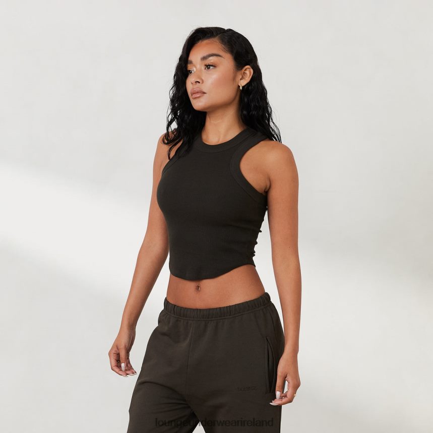 Lounge Apparel Women Ribbed Racer Back Top X Jess Hunt F2H42Z803 Washed Black