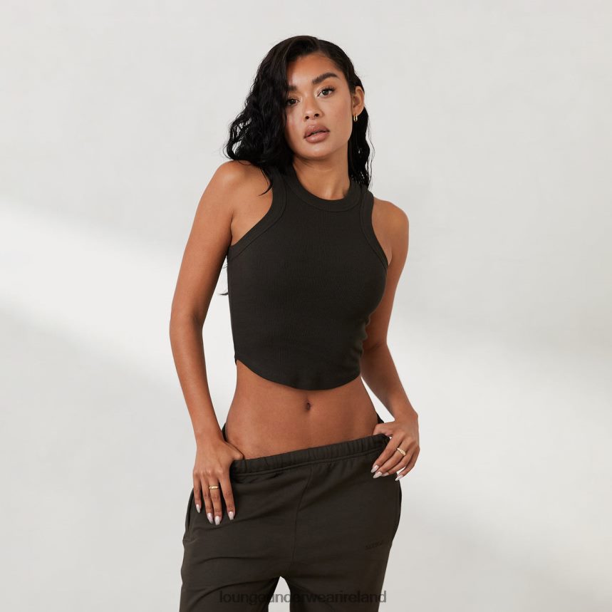 Lounge Apparel Women Ribbed Racer Back Top X Jess Hunt F2H42Z803 Washed Black