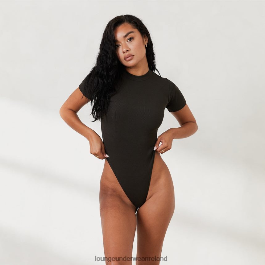Lounge Apparel Women Ribbed T-Shirt Bodysuit X Jess Hunt F2H42Z801 Washed Black