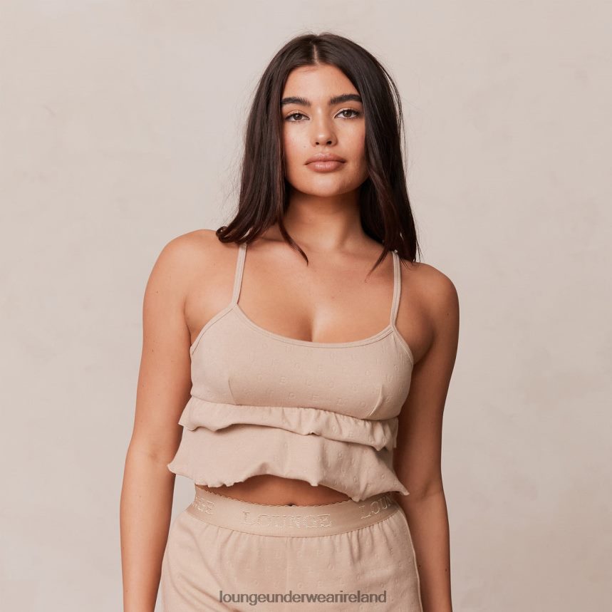 Lounge Apparel Women Frill Pajama Cami Top F2H42Z916 Mink