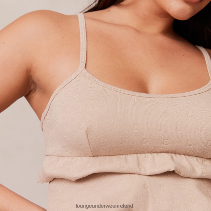 Lounge Apparel Women Frill Pajama Cami Top F2H42Z916 Mink