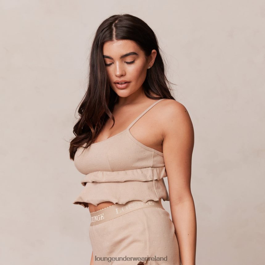 Lounge Apparel Women Frill Pajama Cami Top F2H42Z916 Mink