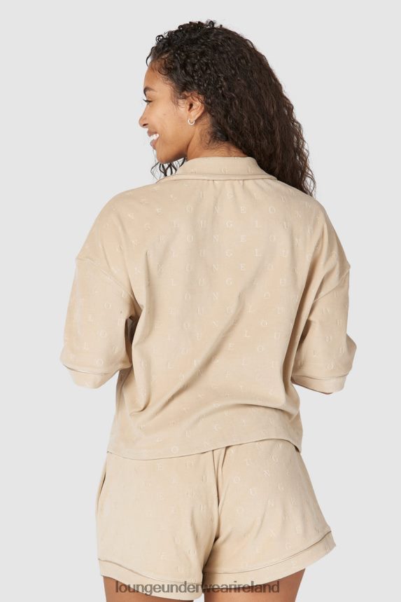 Lounge Apparel Women Luxury Embossed Pajama Shirt F2H42Z955 Mink