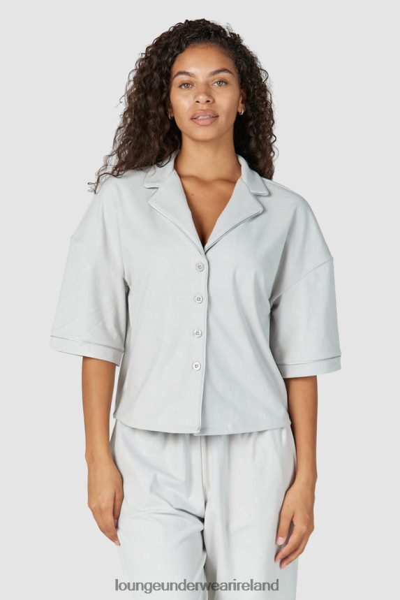 Lounge Apparel Women Luxury Embossed Pajama Shirt F2H42Z956 Frost