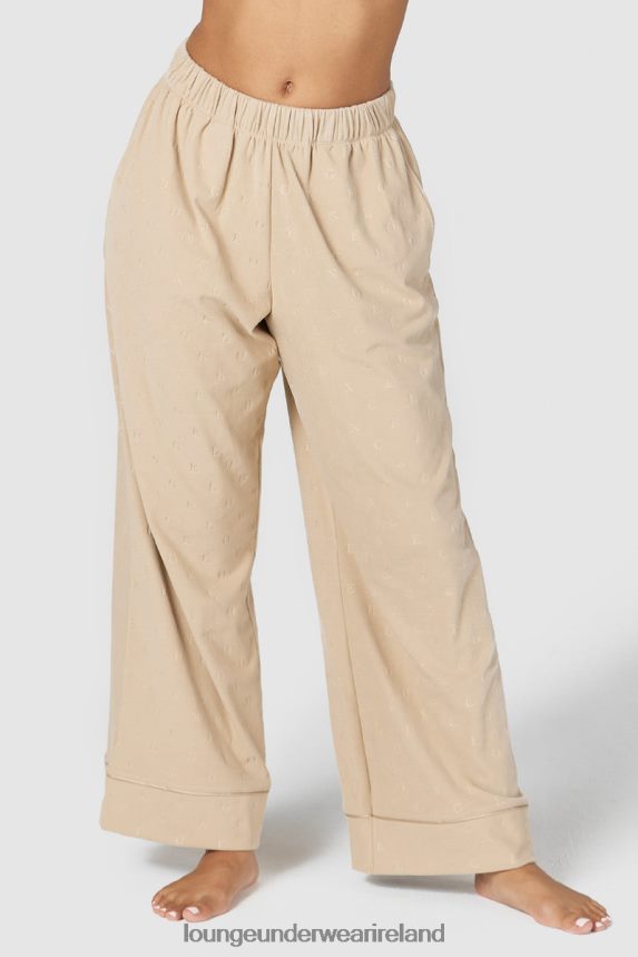 Lounge Apparel Women Luxury Embossed Pajama Trousers F2H42Z959 Mink