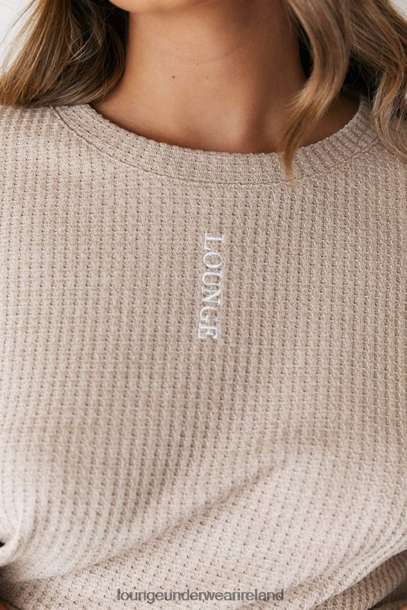 Lounge Apparel Women Soft Waffle Pajama Top F2H42Z918 Mink