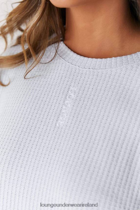 Lounge Apparel Women Soft Waffle Pajama Top F2H42Z924 Frost