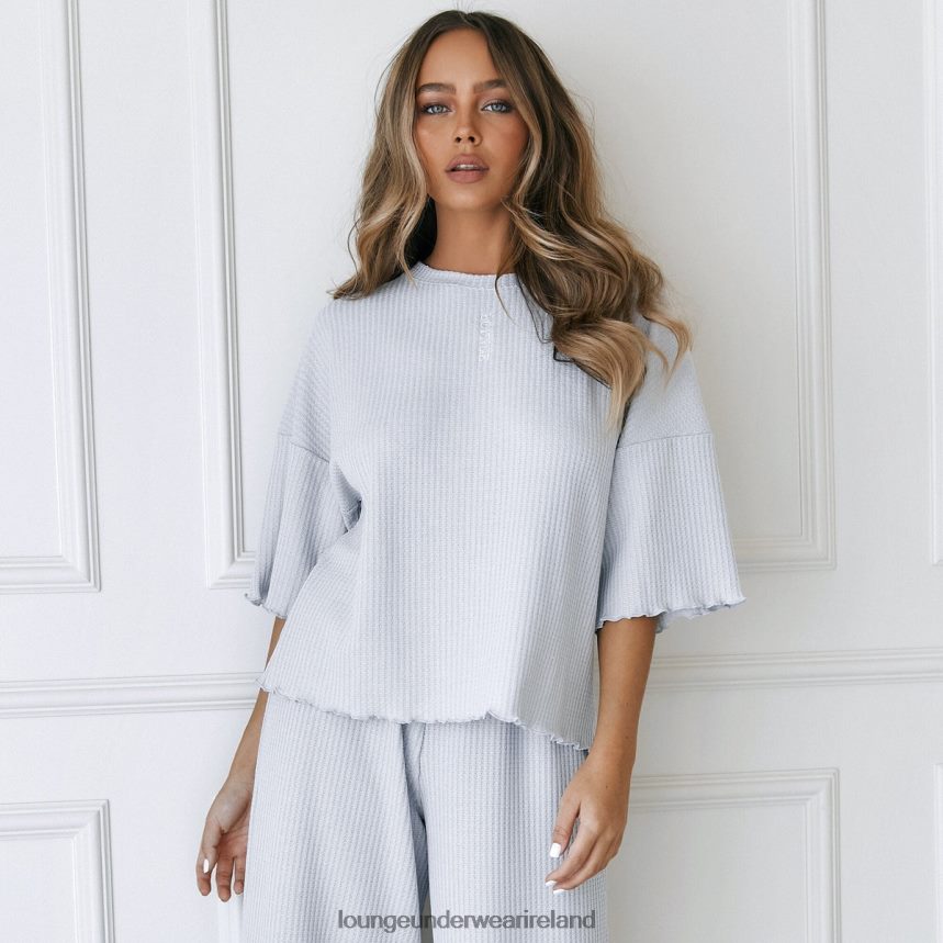 Lounge Apparel Women Soft Waffle Pajama Top F2H42Z924 Frost