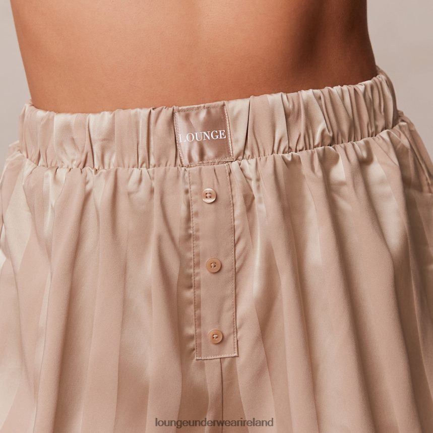 Lounge Apparel Women Striped Satin Pajama Shorts F2H42Z926 Mink