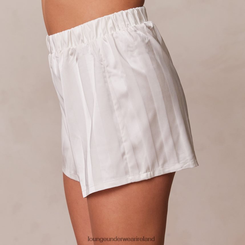 Lounge Apparel Women Striped Satin Pajama Shorts F2H42Z937 Pearl