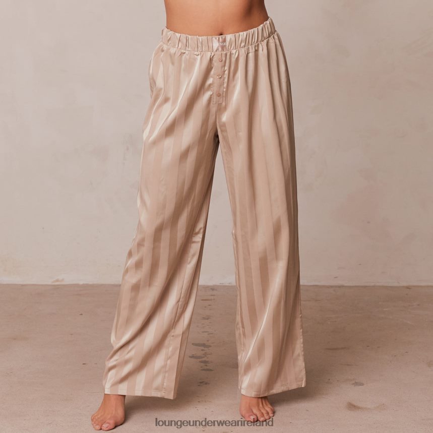 Lounge Apparel Women Striped Satin Pajama Trousers F2H42Z933 Mink