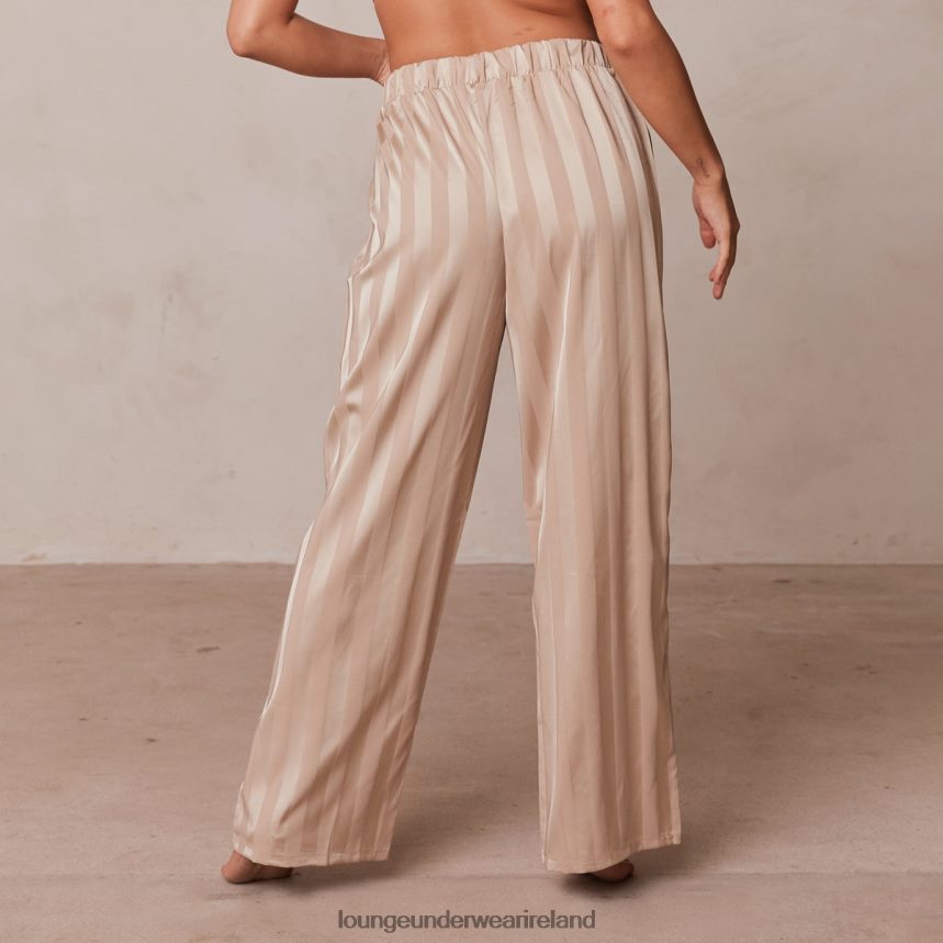 Lounge Apparel Women Striped Satin Pajama Trousers F2H42Z933 Mink