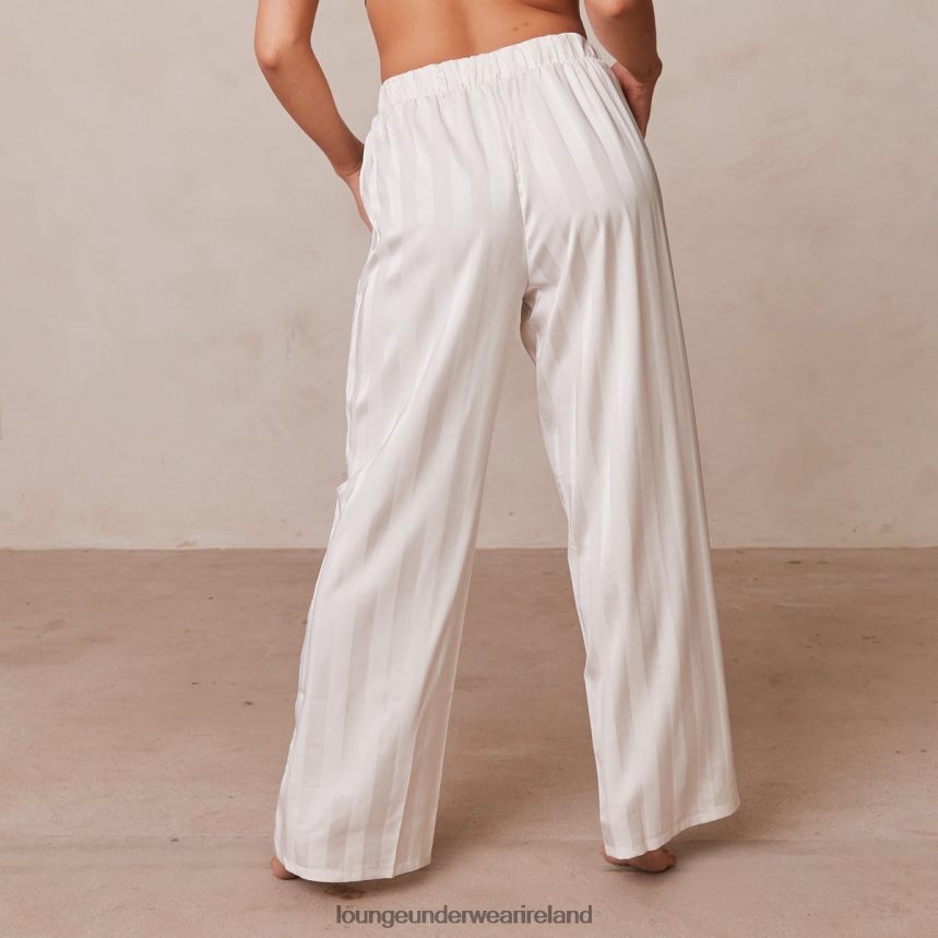 Lounge Apparel Women Striped Satin Pajama Trousers F2H42Z939 Pearl
