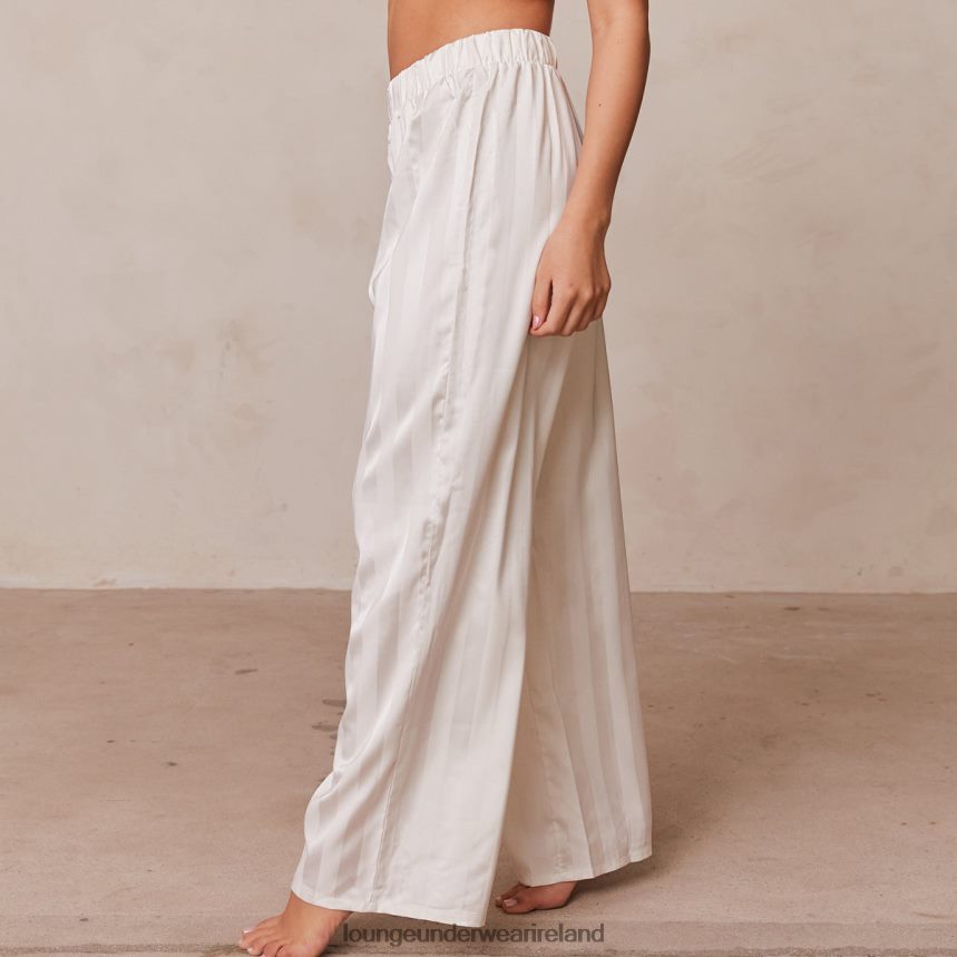 Lounge Apparel Women Striped Satin Pajama Trousers F2H42Z939 Pearl