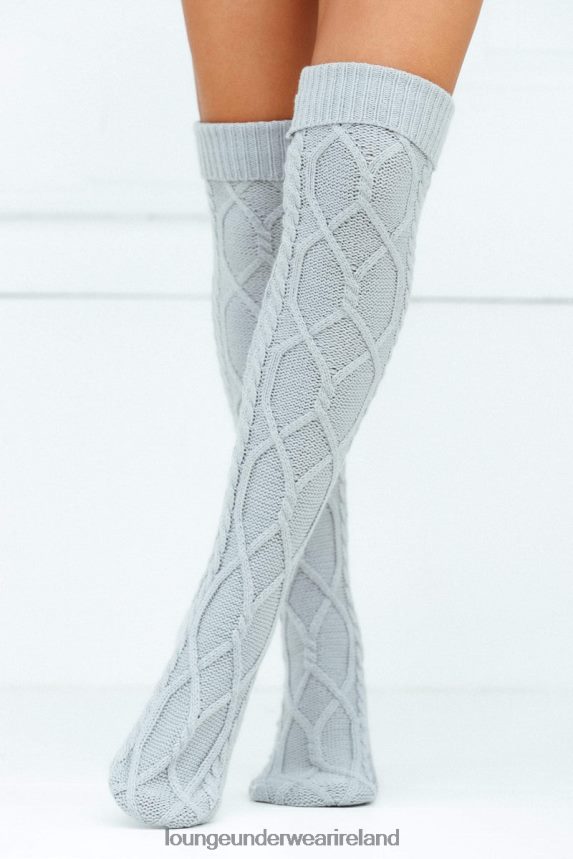 Lounge Apparel Women Knee-High Cosy Knitted Socks F2H42Z915 Grey