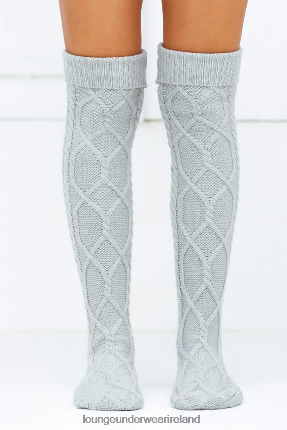 Lounge Apparel Women Knee-High Cosy Knitted Socks F2H42Z915 Grey