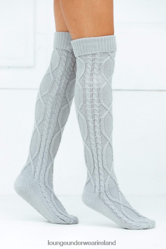 Lounge Apparel Women Knee-High Cosy Knitted Socks F2H42Z915 Grey