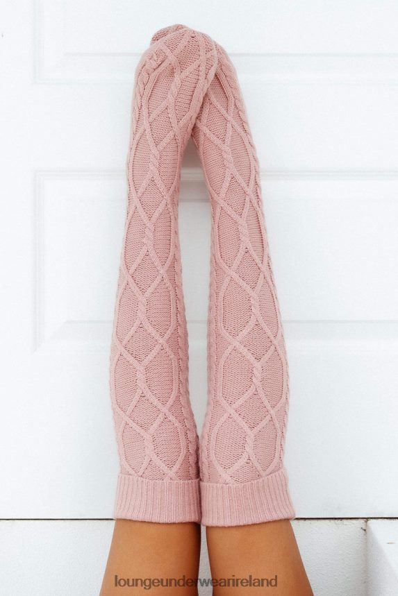 Lounge Apparel Women Knee-High Cosy Knitted Socks F2H42Z963 Pink