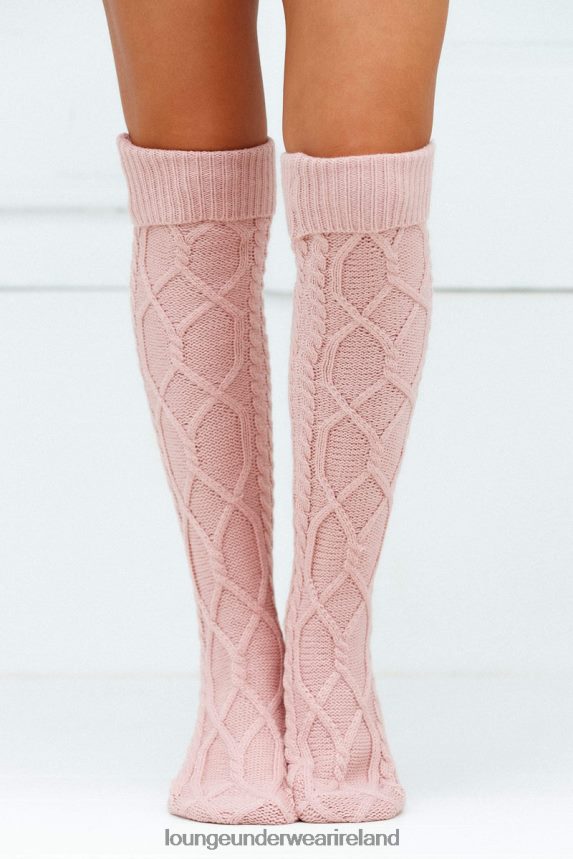 Lounge Apparel Women Knee-High Cosy Knitted Socks F2H42Z963 Pink