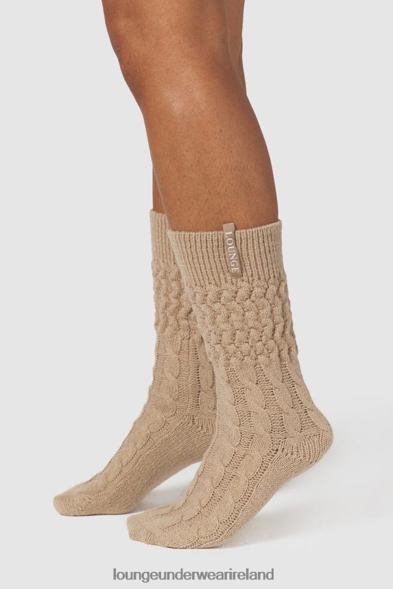 Lounge Apparel Women Snug Knitted Socks F2H42Z953 Mink