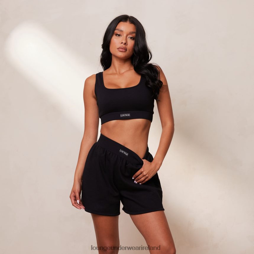 Lounge Apparel Women Essential Crop Top & Shorts Set F2H42Z858 Black