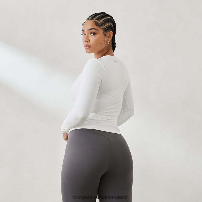 Lounge Apparel Women Essential Long Sleeve Zip-Up Top F2H42Z850 Off White