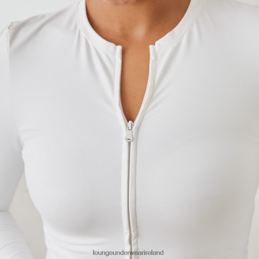 Lounge Apparel Women Essential Long Sleeve Zip-Up Top F2H42Z850 Off White
