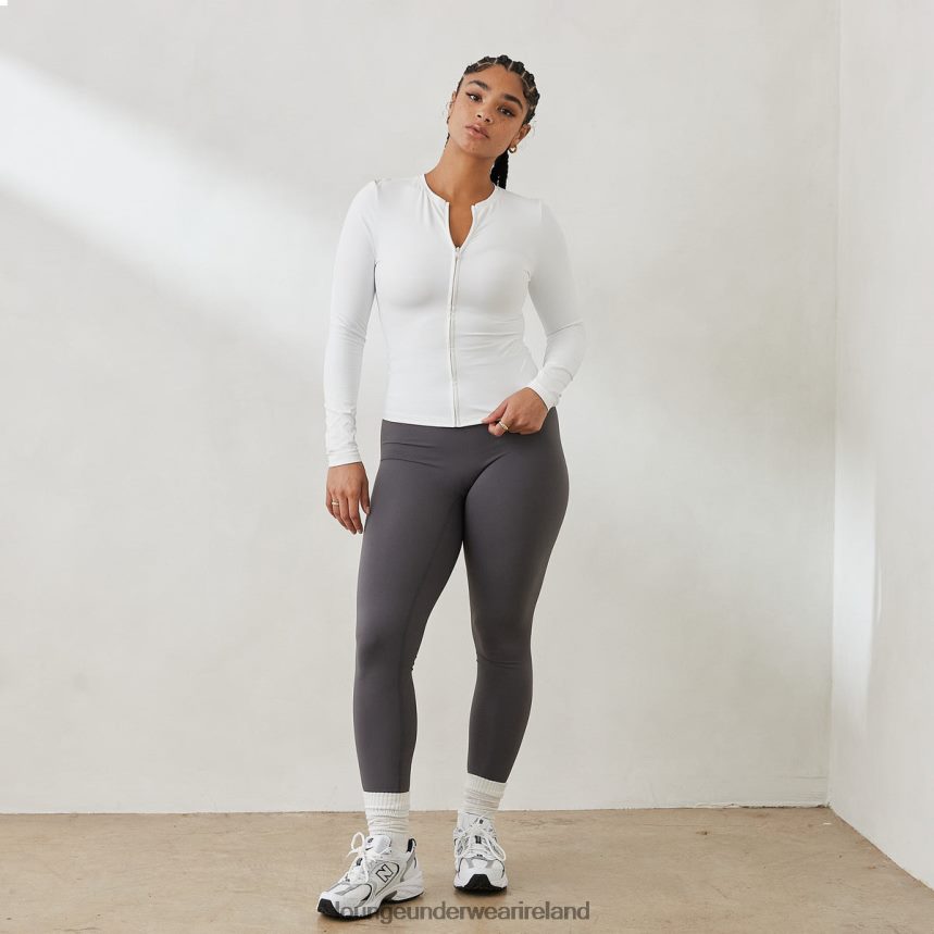 Lounge Apparel Women Essential Long Sleeve Zip-Up Top F2H42Z850 Off White