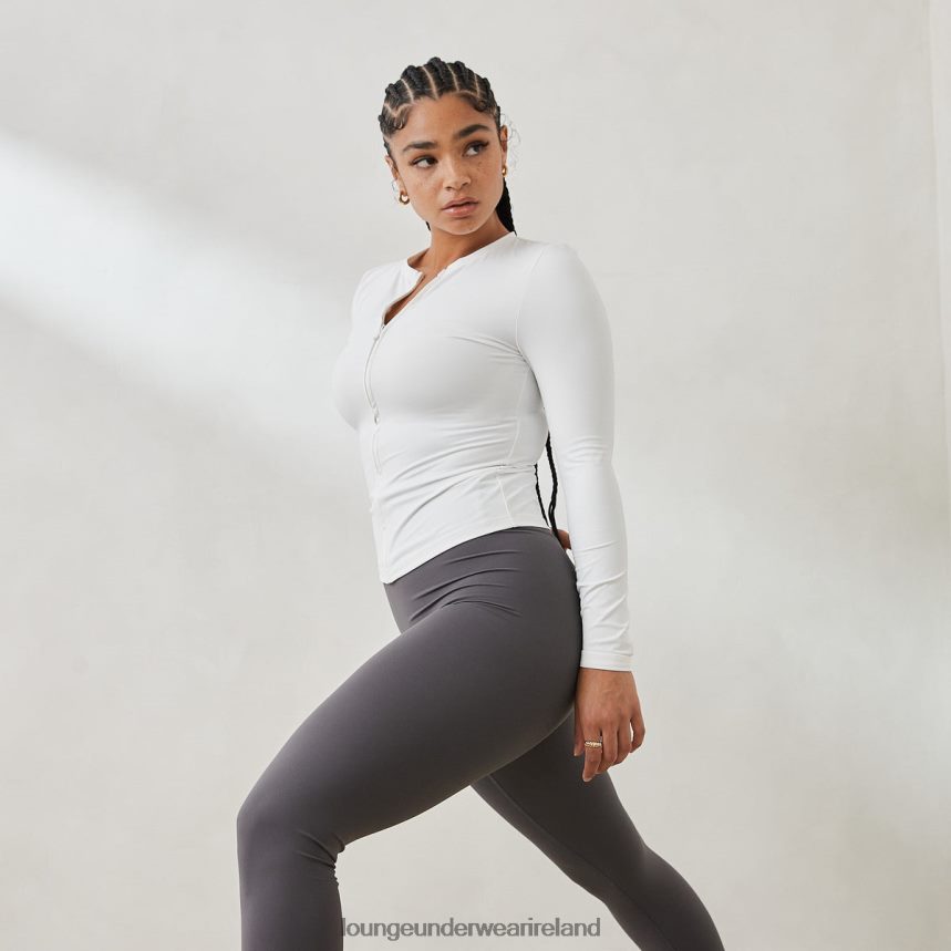 Lounge Apparel Women Essential Long Sleeve Zip-Up Top F2H42Z850 Off White