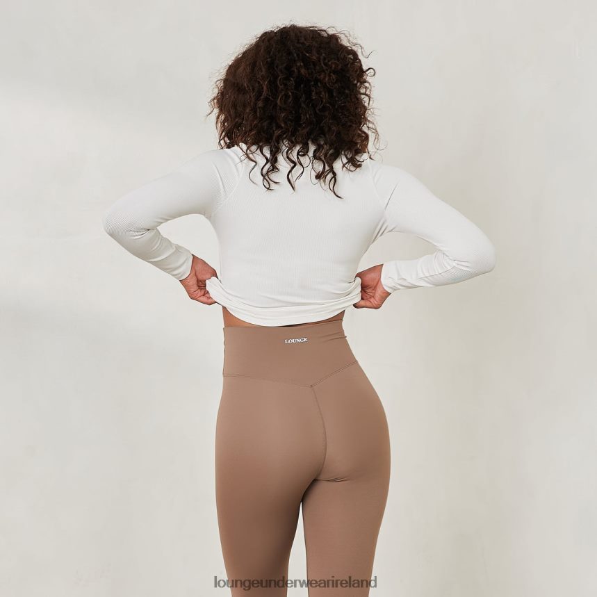 Lounge Apparel Women Essential Ribbed Long Sleeve Top F2H42Z840 Off White