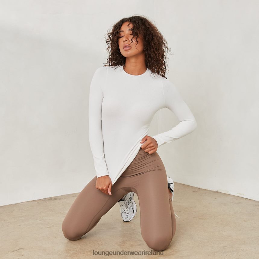 Lounge Apparel Women Essential Ribbed Long Sleeve Top F2H42Z840 Off White