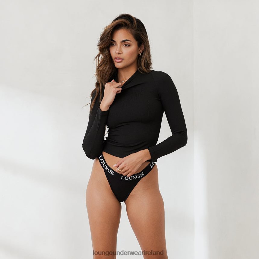 Lounge Apparel Women Essential Ribbed Long Sleeve Top F2H42Z844 Black