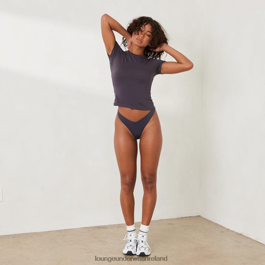 Lounge Apparel Women Essential Short Sleeve Fitted T-Shirt F2H42Z830 Smoked Blue