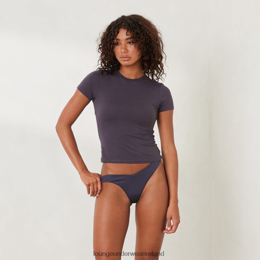 Lounge Apparel Women Essential Short Sleeve Fitted T-Shirt F2H42Z830 Smoked Blue