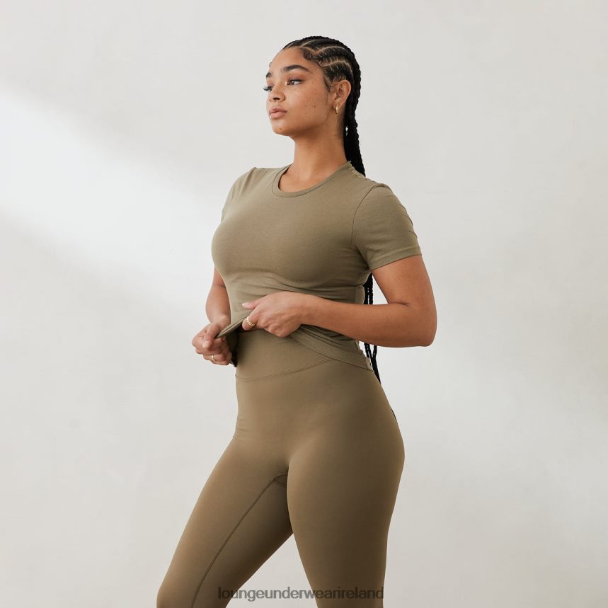 Lounge Apparel Women Essential Short Sleeve Fitted T-Shirt F2H42Z832 Olive